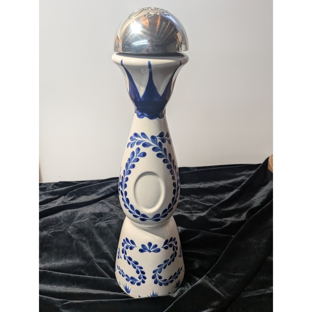 Clase Azul Reposado Tequila Bottle (Empty) 750ml - Blue & White Ceramic Decanter